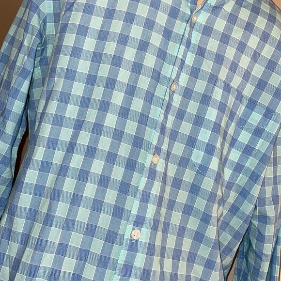 Bonobos men’s Large shirt button down gingham checker blue aqua cotton casual - Picture 2 of 6